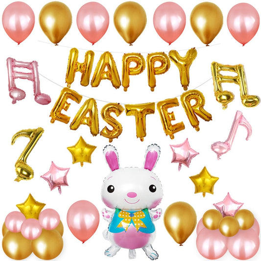 Happy Easter Rabbit Pattern Easter Holiday Alphabetic Ornament Balloons