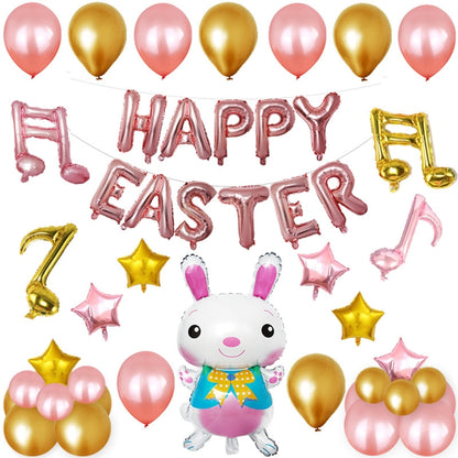 Joyeuses Pâques Lapin Motif Vacances de Pâques Ornement Alphabétique Ballons