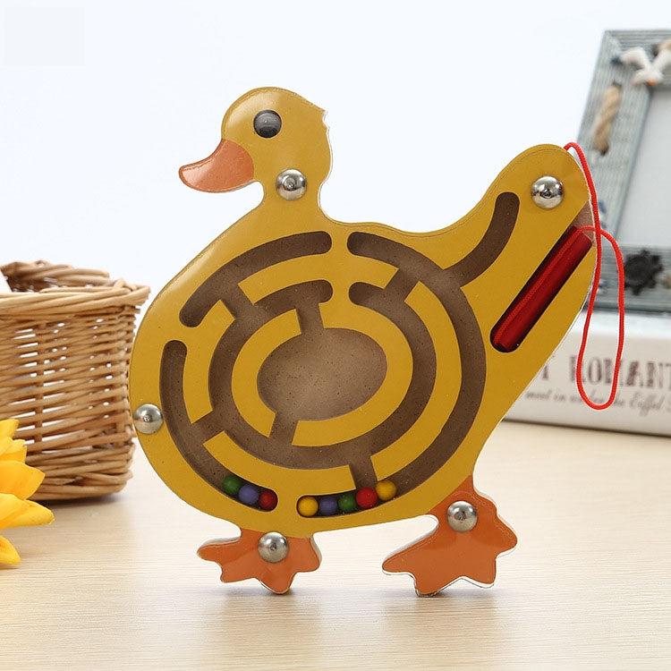Jouet casse-tête pour enfants, labyrinthe magnétique en bois petite taille animal, Hibou, Coccinelle, Tortue, Singe, Étoile de mer, Escargot, Grenouille, Canard, Poisson