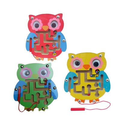Jouet casse-tête pour enfants, labyrinthe magnétique en bois petite taille animal, Hibou, Coccinelle, Tortue, Singe, Étoile de mer, Escargot, Grenouille, Canard, Poisson