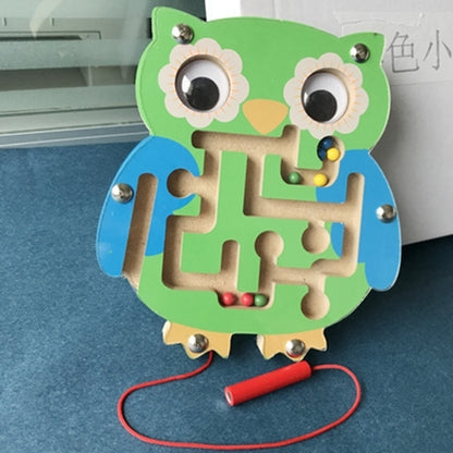 Jouet casse-tête pour enfants, labyrinthe magnétique en bois petite taille animal, Hibou, Coccinelle, Tortue, Singe, Étoile de mer, Escargot, Grenouille, Canard, Poisson