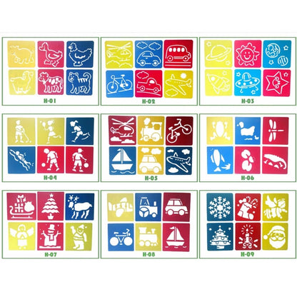 2 sets (6 pièces / set) de pochoirs de dessin en plastique pour enfants, livraison de style aléatoire, 2 sets de pochoirs de dessin