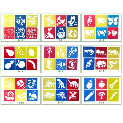 2 sets (6 pièces / set) de pochoirs de dessin en plastique pour enfants, livraison de style aléatoire, 2 sets de pochoirs de dessin
