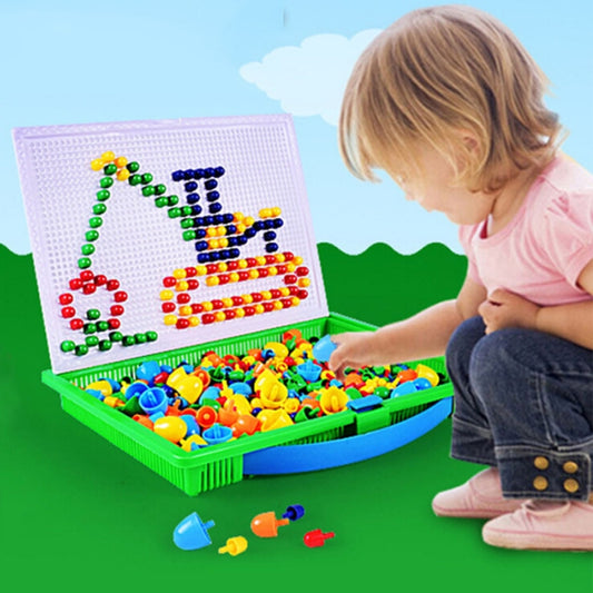 296 en 1 / Ensemble de jouets créatifs de bricolage éducatifs pour la petite enfance avec puzzle en forme de champignon, 296 en 1 / Vert