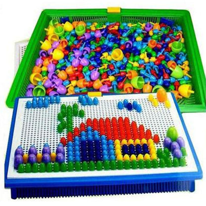 296 en 1 / Ensemble de jouets créatifs de bricolage éducatifs pour la petite enfance avec puzzle en forme de champignon, 296 en 1 / Vert