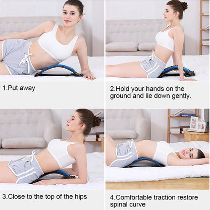 Lumbar Traction Stretching Device Posture Corrector Waist Support Spine Pain Relief Back Massage Stretcher, Black Green, Black Blue, Black Purple, Black Red, Red White, White Green, White Blue, White Purple