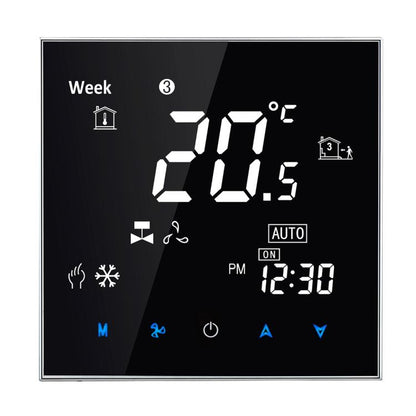 BAC-2000 Central Air Conditioning Type Touch LCD Digital 2-pipe Fan Coil Unit Room Thermostat, Display Fan Speed / Clock / Temperature  / Time / Week / Heat etc., BAC-2000 (White), BAC-2000 (Black)