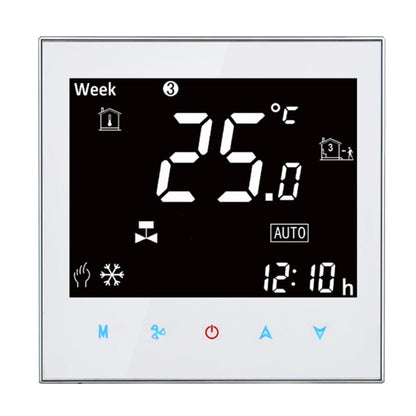 BAC-2000 Central Air Conditioning Type Touch LCD Digital 2-pipe Fan Coil Unit Room Thermostat, Display Fan Speed / Clock / Temperature  / Time / Week / Heat etc., BAC-2000 (White), BAC-2000 (Black)