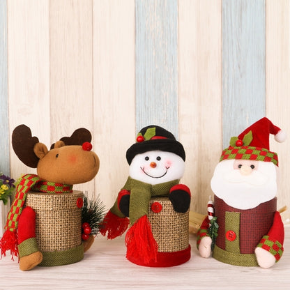 Christmas Decoration Linen Gift Box Cute Snowman Candy Jar, Size: 25*10cm