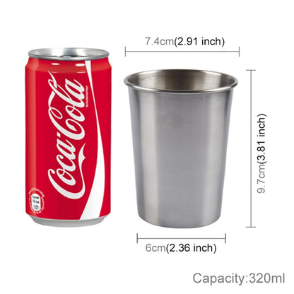 320ml Single Wall Electropolished Stainless Steel Brief Wine Cup(Silver)