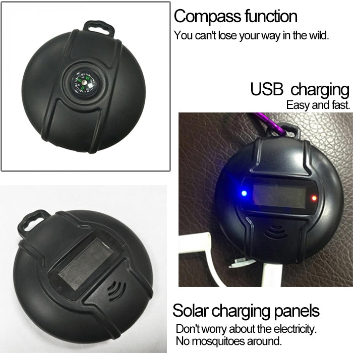 Q3 Outdoor Portable Solar Pest Control Insect Bugs Ultrasonic Mosquito Repellent Repeller Killer with Compass Function
