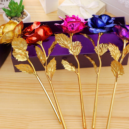 24K Golden Foil Plated Decoration Rose Artificial Flower, Random Color Delivery
