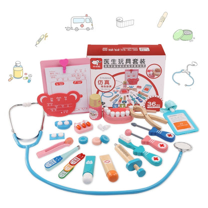 Jeu de rôle du docteur avec un sac, jeu de rôle du docteur avec des jouets d'apprentissage précoce en bois pour enfants
