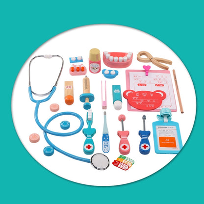 Jeu de rôle du docteur avec un sac, jeu de rôle du docteur avec des jouets d'apprentissage précoce en bois pour enfants