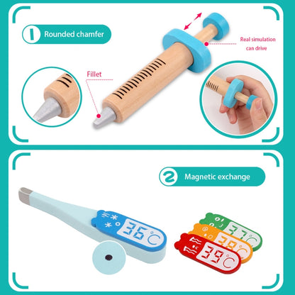 Jeu de rôle du docteur avec un sac, jeu de rôle du docteur avec des jouets d'apprentissage précoce en bois pour enfants