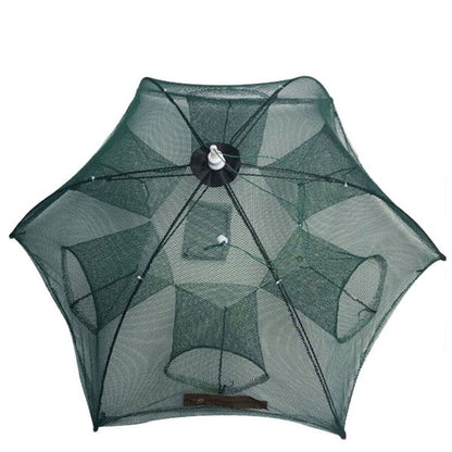 Nasse de pêche automatique pliable à 6 trous en nylon pour crevettes, crabes, vairons, accessoires de pêche, 6 trous
