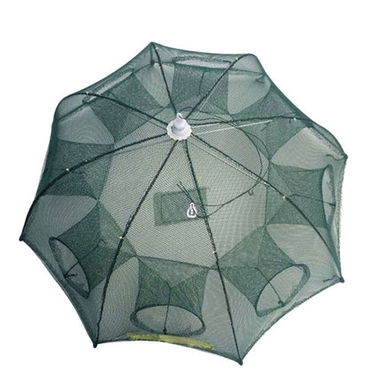 Filet de pêche automatique pliable 8 trous en nylon, piège à crevettes, crabes, vairons, accessoire de pêche, 8 trous
