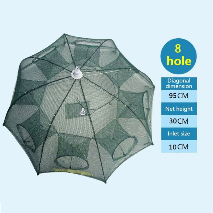 Filet de pêche automatique pliable 8 trous en nylon, piège à crevettes, crabes, vairons, accessoire de pêche, 8 trous