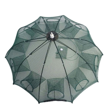 Filet de pêche automatique pliable 10 trous en nylon pour la pêche à la crevette, au crabe et au vairon, 10 trous