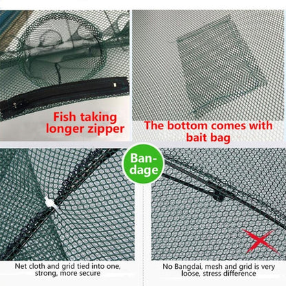 Filet de pêche automatique pliable 10 trous en nylon pour la pêche à la crevette, au crabe et au vairon, 10 trous