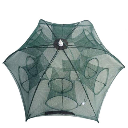 Filet de pêche pliable automatique à 12 trous en nylon pour crevettes, crabes, vairons, piège à poissons, équipement de pêche, 12 trous