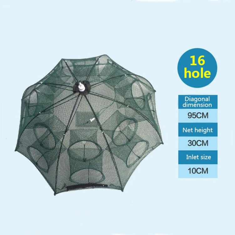 Filet de pêche pliable automatique 16 trous, piège à crevettes, crabes, vairons en nylon, équipement de pêche, 16 trous