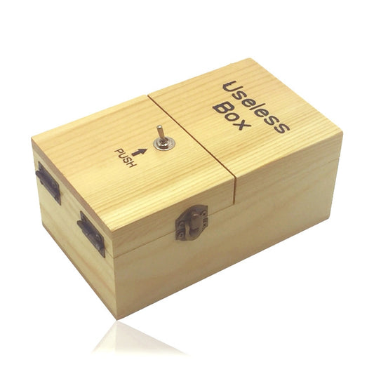Boîte Inutile Créative et Amusante, Jouet Anti-stress Nouveauté en Bois (Bois foncé), Useless Box