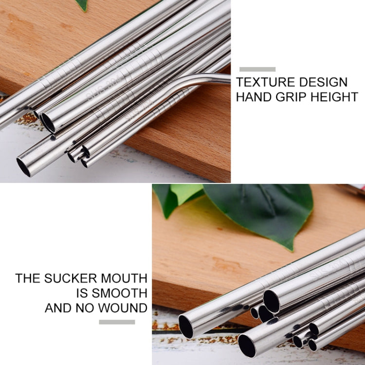 5pcs Reusable Stainless Steel Bent Drinking Straw + Cleaner Brush Set Kit,  215*6mm, 215*6mm (Bent)