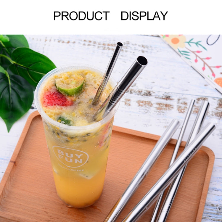 5pcs Reusable Stainless Steel Straight Drinking Straw + Cleaner Brush Set Kit,  215*6mm