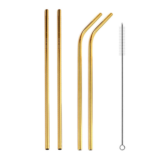 4pcs Reusable Stainless Steel Drinking Straw + Cleaner Brush Set Kit, 215*6mm, 215*6mm (Combination)