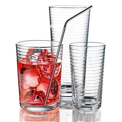 5pcs Reusable Stainless Steel Bent Drinking Straw + Cleaner Brush Set Kit,  215*8mm, 215*8mm (Bent)