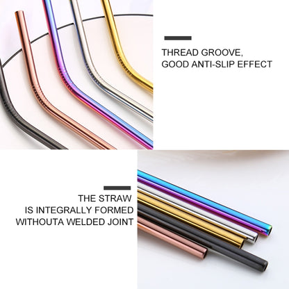 4pcs Reusable Stainless Steel Drinking Straw + Cleaner Brush Set Kit,  215*8mm, 215*8mm (Combination)