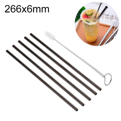 5pcs Reusable Stainless Steel Straight Drinking Straw + Cleaner Brush Set Kit,  266*6mm, 266*6mm (Straight)