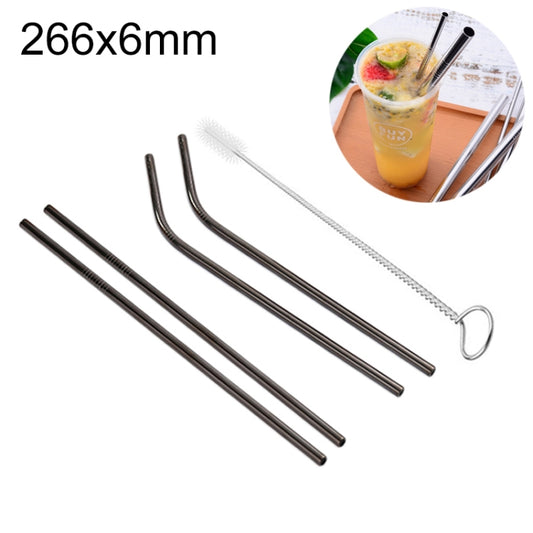 4pcs Reusable Stainless Steel Drinking Straw + Cleaner Brush Set Kit,  266*6mm, 266*6mm (Combination)