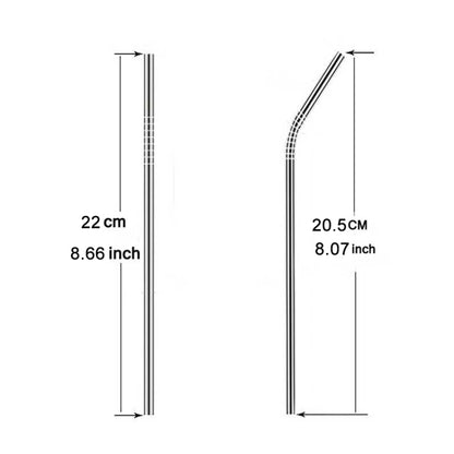 4pcs Reusable Stainless Steel Drinking Straw + Cleaner Brush Set Kit,  266*6mm