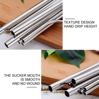 4pcs Reusable Stainless Steel Drinking Straw + Cleaner Brush Set Kit,  266*6mm