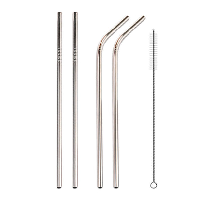 4pcs Reusable Stainless Steel Drinking Straw + Cleaner Brush Set Kit,  266*6mm, 266*6mm (Combination)