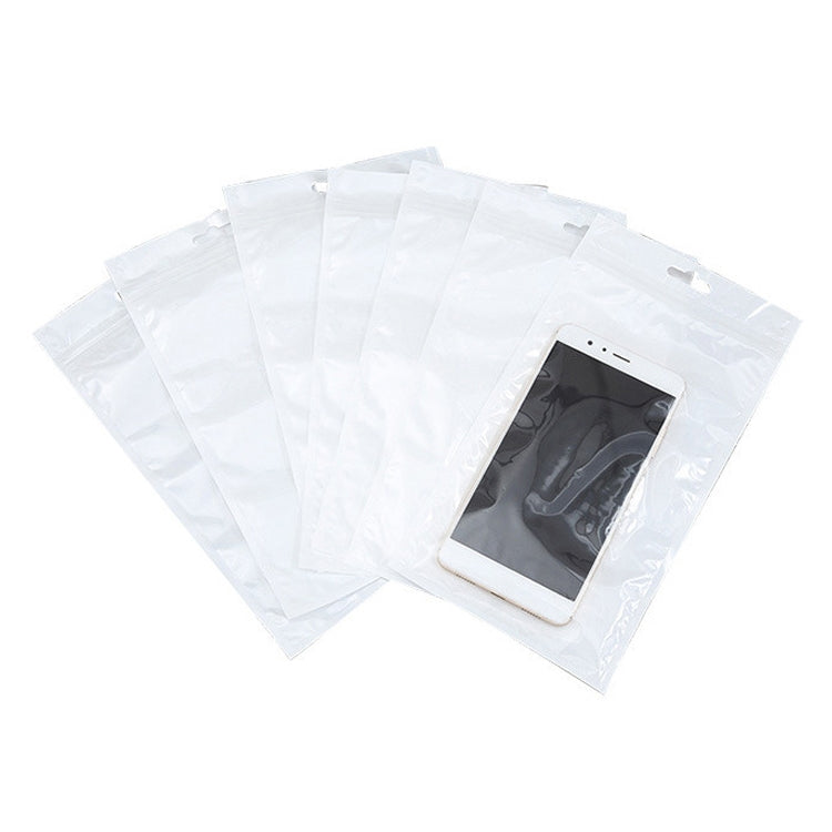 100 PCS 9cm x 16cm Hang Hole Clear Front White Pearl Jewelry Zip Lock Packaging Bag, Custom Printing and Size are welcome, 9*16cm