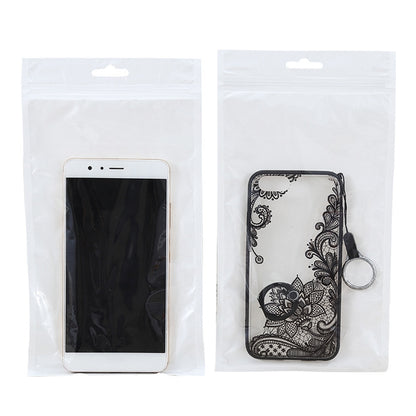 100 PCS 11cm x 18cm Hang Hole Clear Front White Pearl Jewelry Zip Lock Packaging Bag, Custom Printing and Size are welcome, 11*18cm