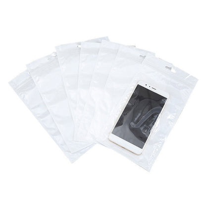 100 PCS 12cm x 15cm Hang Hole Clear Front White Pearl Jewelry Zip Lock Packaging Bag, Custom Printing and Size are welcome, 12*15cm