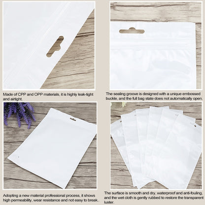 100 PCS 12cm x 15cm Hang Hole Clear Front White Pearl Jewelry Zip Lock Packaging Bag, Custom Printing and Size are welcome, 12*15cm