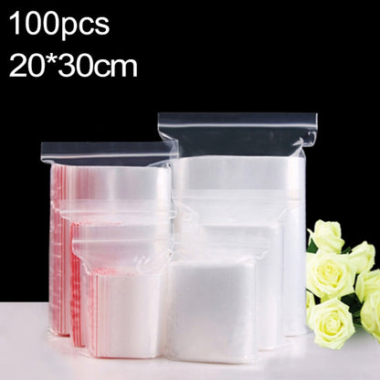 100pcs/pack PE Self Sealing Clear Zip Lock Packaging Bag, 20cm x 30cm, Custom Printing and Size are welcome