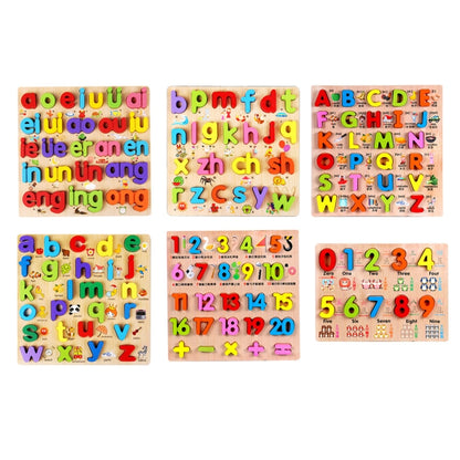 Jouets de puzzle en bois pour bébés et enfants, jouets de puzzle éducatifs, planche cognitive (chiffres arabes 0-9), style 26 minuscules, style voyelles, style nombres 0~19, style 26 majuscules, style nombres 0~9