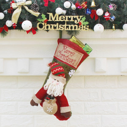 Christmas Ornament Decoration Merry Christmas Christmas Big Stocking Gift Bag Pendant, Snowman, Santa Claus, Elk