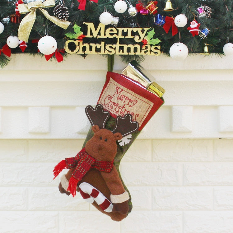 Christmas Ornament Decoration Merry Christmas Christmas Big Stocking Gift Bag Pendant, Snowman, Santa Claus, Elk