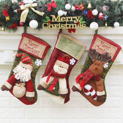 Christmas Ornament Decoration Merry Christmas Christmas Big Stocking Gift Bag Pendant, Snowman, Santa Claus, Elk