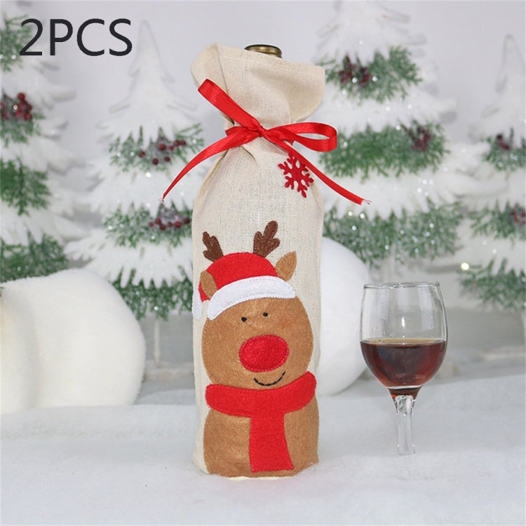 2 PCS CX20215 Snowman Pattern Wine Bottle Bag Christmas Decoration
