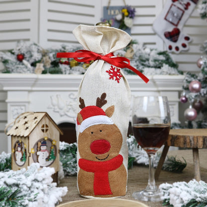2 PCS CX20215 Snowman Pattern Wine Bottle Bag Christmas Decoration