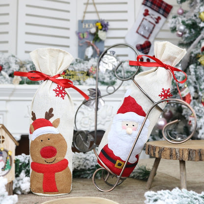 2 PCS CX20215 Snowman Pattern Wine Bottle Bag Christmas Decoration, HC4910A, HC4910B, HC4910C
