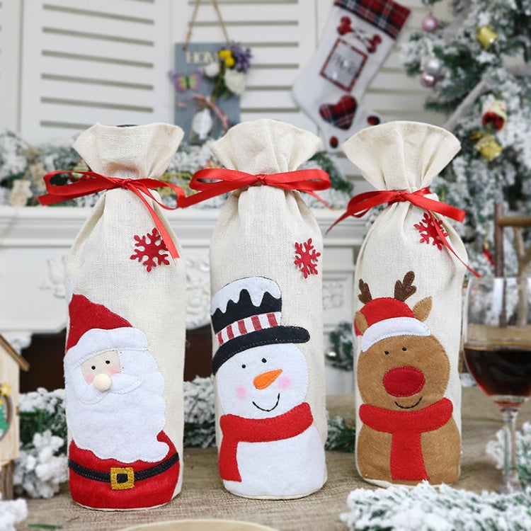 2 PCS CX20215 Snowman Pattern Wine Bottle Bag Christmas Decoration